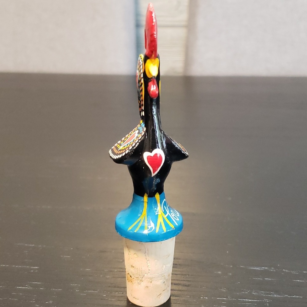 Rooster of Barcelos Hand Painted Wine Bottle Cork Stopper Portugal - Picture 3 of 6